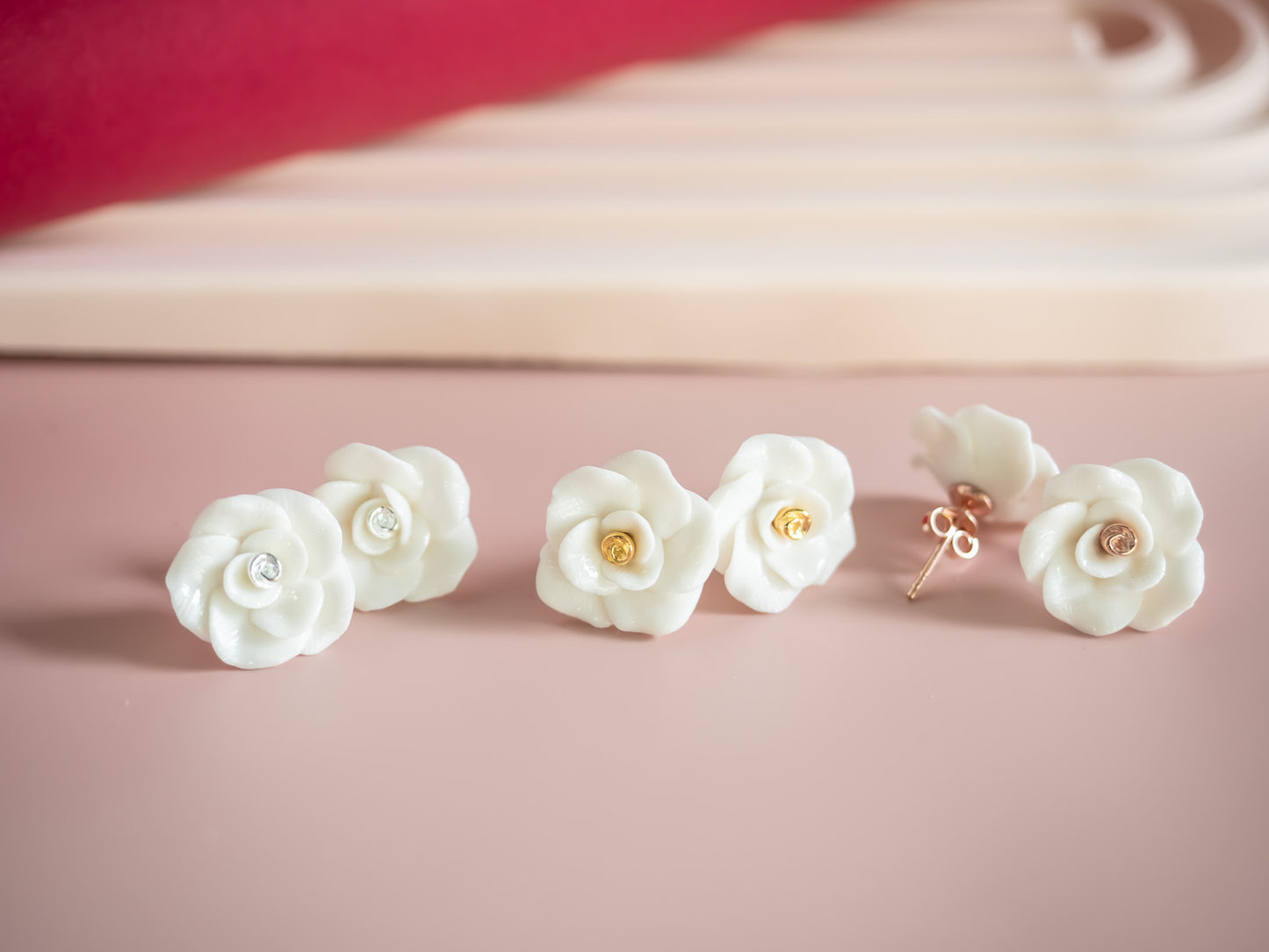 White Rose Earring