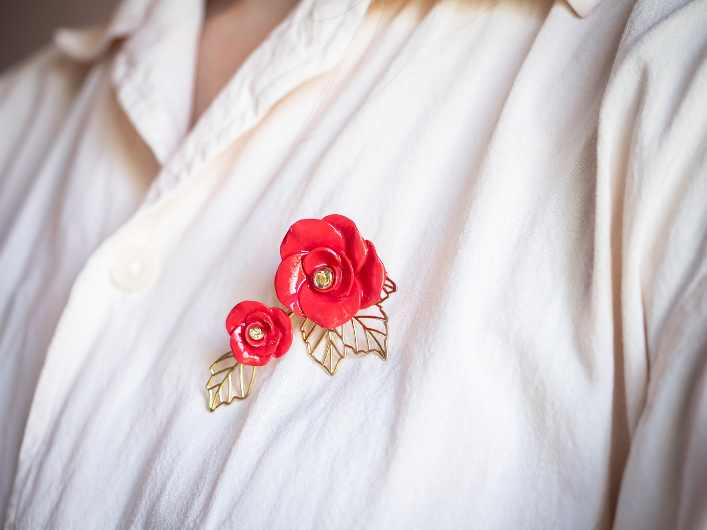 Red Rose Brooch