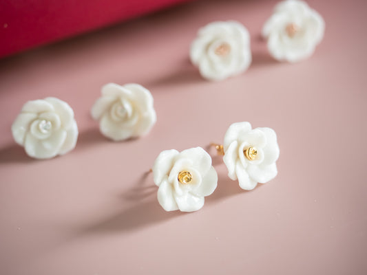 White Rose Earring