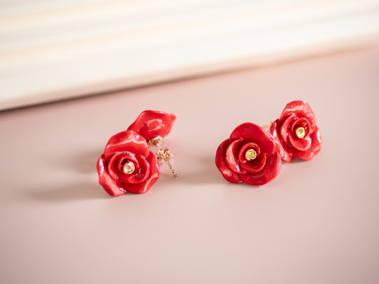 Red Rose Earring