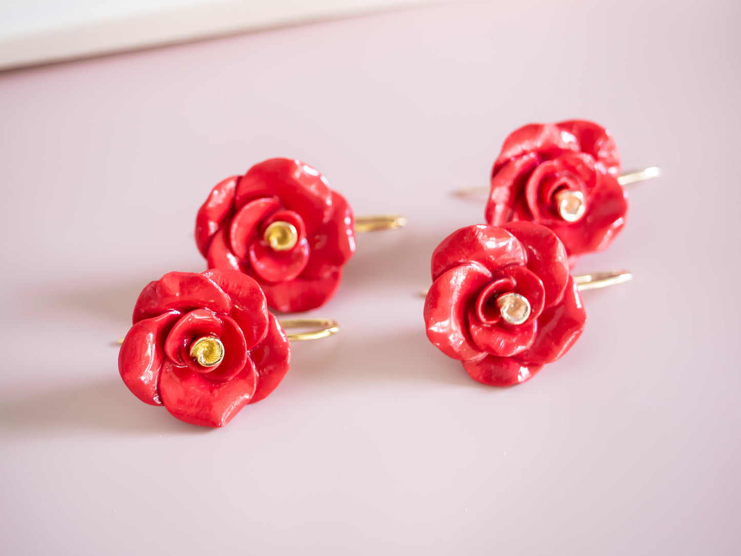 Red Rose Hook Earring