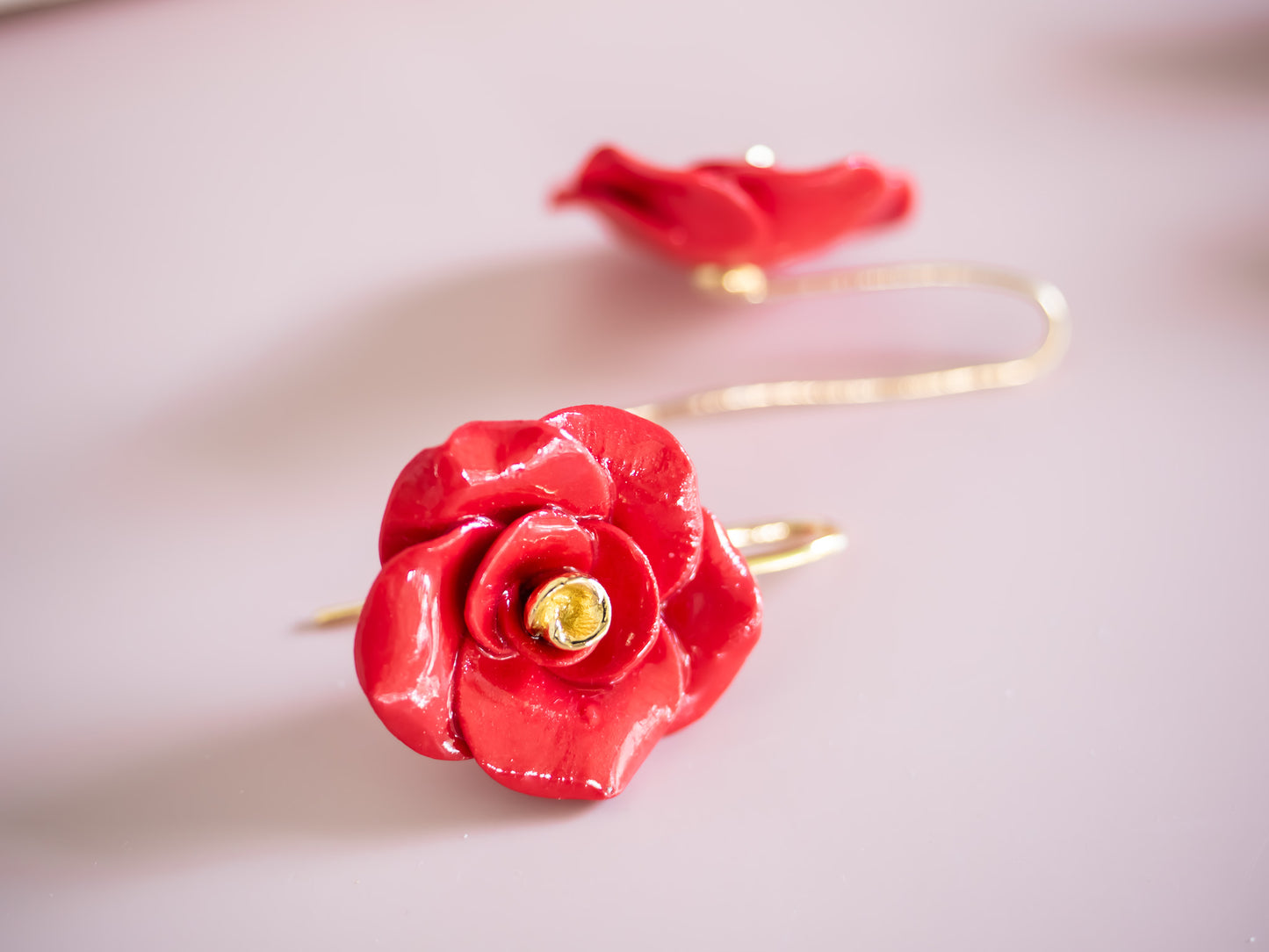 Red Rose Hook Earring