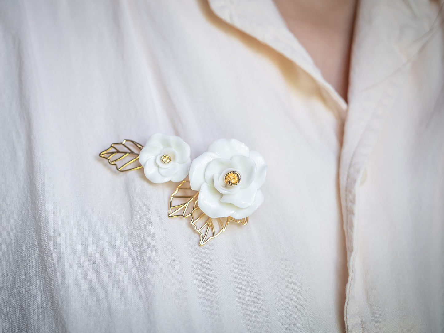 White Rose Brooch